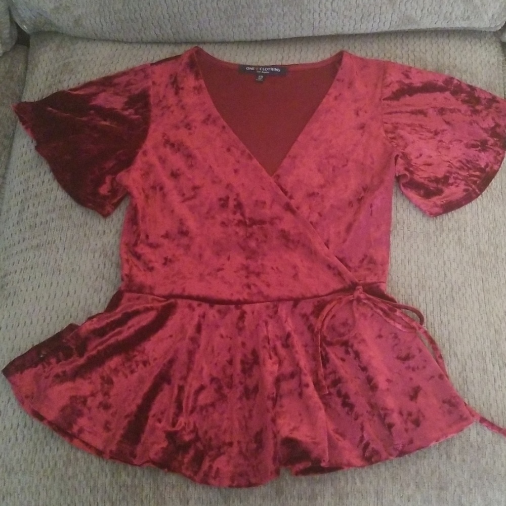 Beautiful maroon velour peplum top